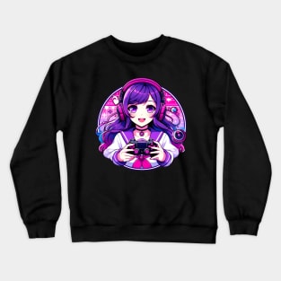 Gamer girl pink purple Crewneck Sweatshirt